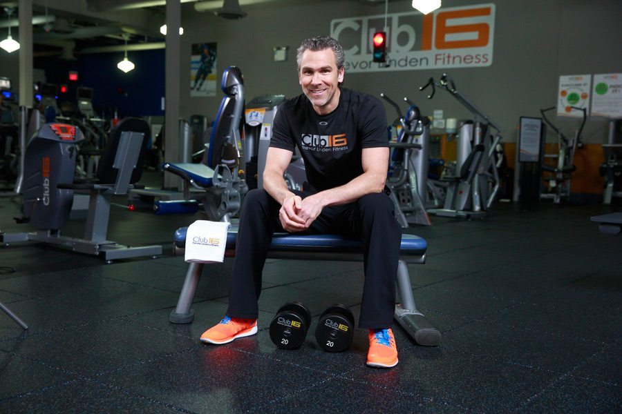 Trevor sitting inside Burnaby Gym