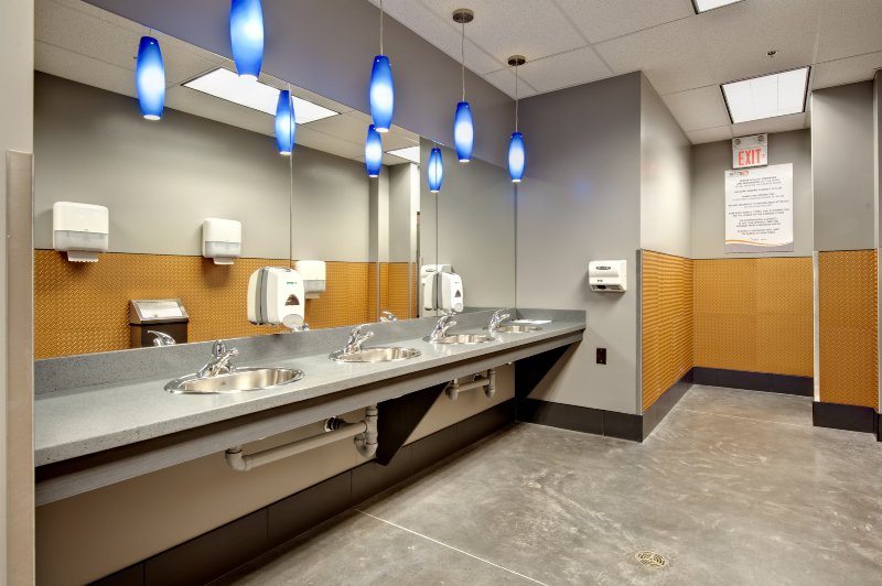 Interior of club bathroom with nice blue lights