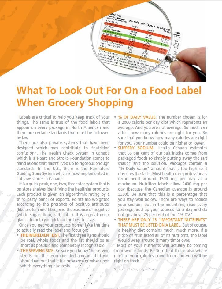 What to look out for on food labels - info poster 