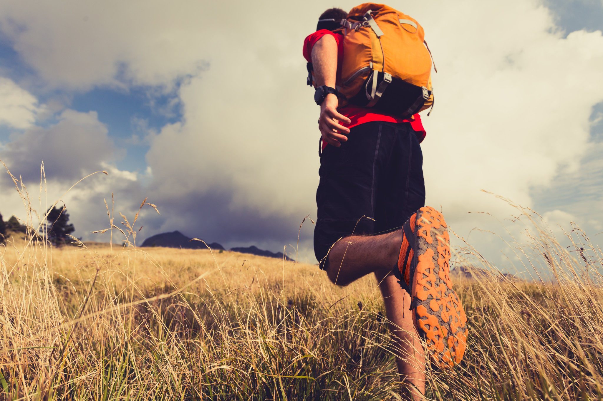 Hiker walking with backpack