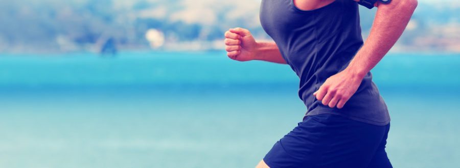 Runner listening to music